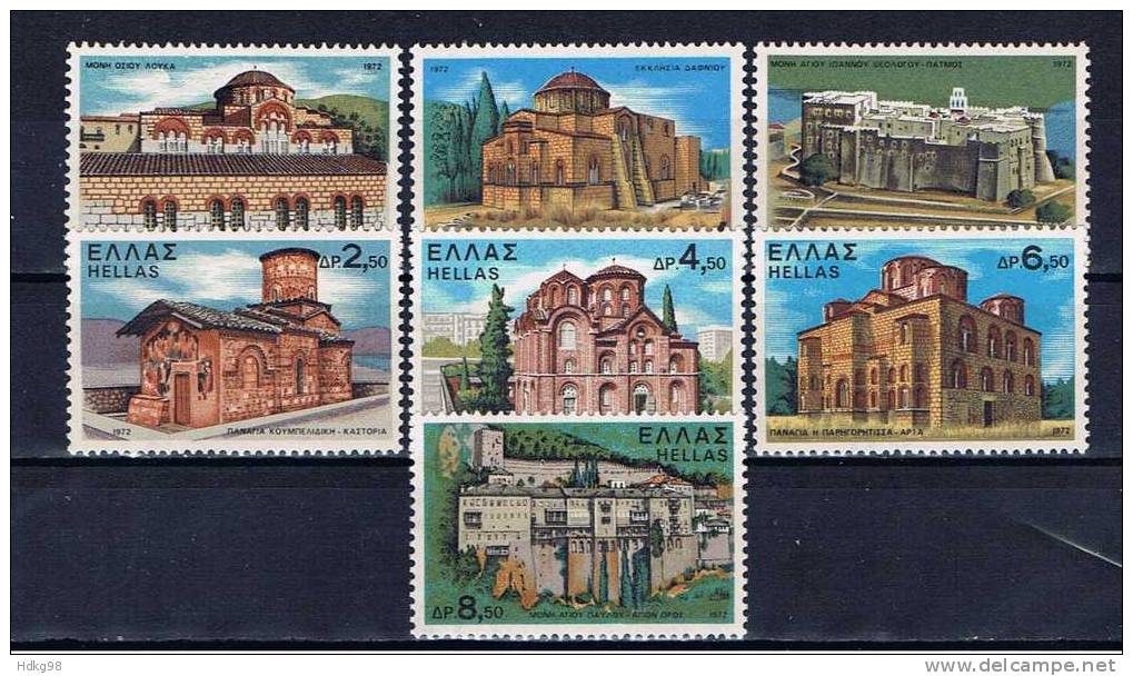 GR Griechenland 1972 Mi 1088-94 Mnh Klöster Und Kirchen - Neufs