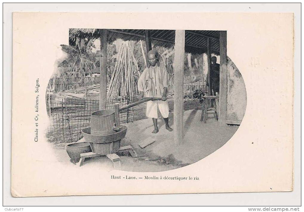 Haut-Laos : Moulin à Décortiquer Le Riz En 1905 (animée). - Laos