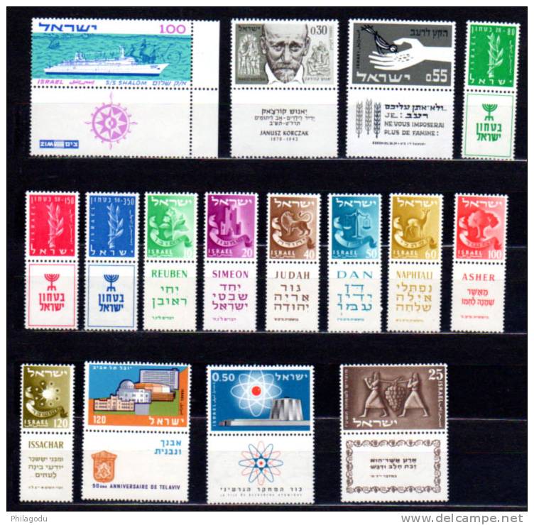 Israel 1955-1963, Tous Neuf  ** Sans Charnière Avec Tabs, Cote 31,40 €, - Collections, Lots & Series