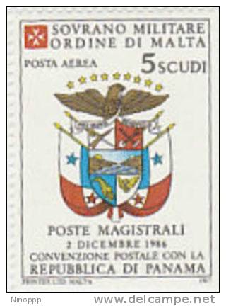 SMOM-Air Mail-1987 Postal Convention With Panama A29 MNH - Malte (Ordre De)