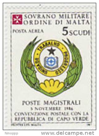 SMOM-Air Mail-1987 Postal Convention With  Green Cape A28 MNH - Malte (Ordre De)