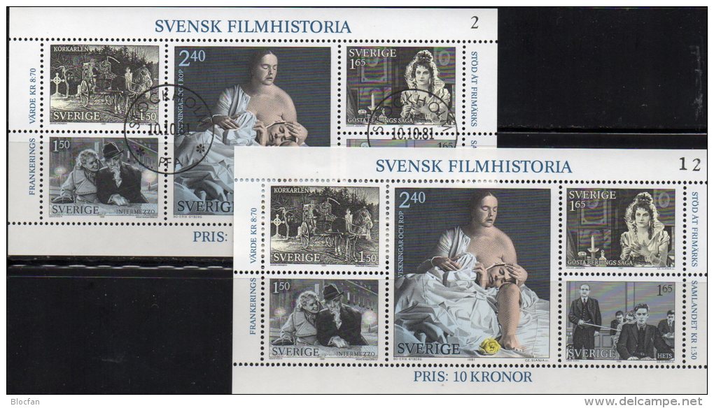Film-Bilder 1981 Schweden Block 9  ** Plus O 7€ Historie Des Schwedische Films Hojita M/s Kino Bloc Art Sheet Of Sverige - Schauspieler