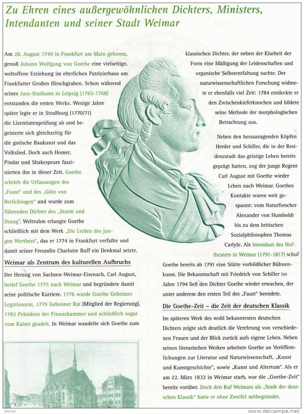 Dichterfürst Wolfgang Von Goethe BRD 2073 Im 10 - Kleinbogen SST 13€ Porträt Des Dichters - Sonstige & Ohne Zuordnung