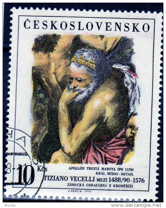 FIP Aufdruck Zur PRAGA 1978 CSSR 2463/4,ZD Plus Block 38 O 56€ Plus E-Karte Gemälde-Detail Von Tizian Art Sheet Bf CSR - Used Stamps