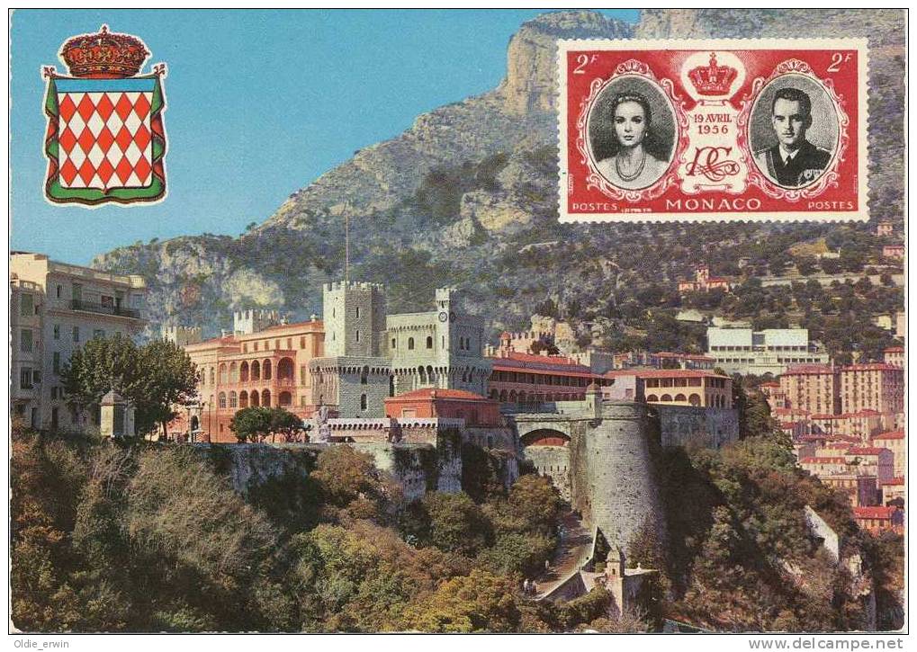 Alte Ansichtskarte Monaco, Der Fürstenpalast, Briefmarke Auf Vorderseite Gedruckt - Palais Princier