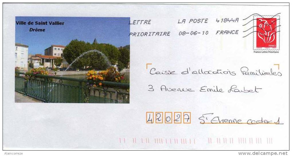 Entier Postal PAP Local Personnalisé Drome Ville De Saint Vallier Fleurs - Prêts-à-poster: Repiquages /Lamouche