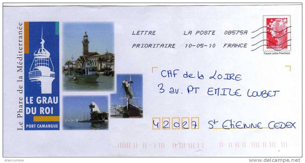 Entier Postal PAP Local Personnalisé Gard Le Grau Du Roi Port Camargue Le Phare De La Méditérannée - Prêts-à-poster: Repiquages /Beaujard