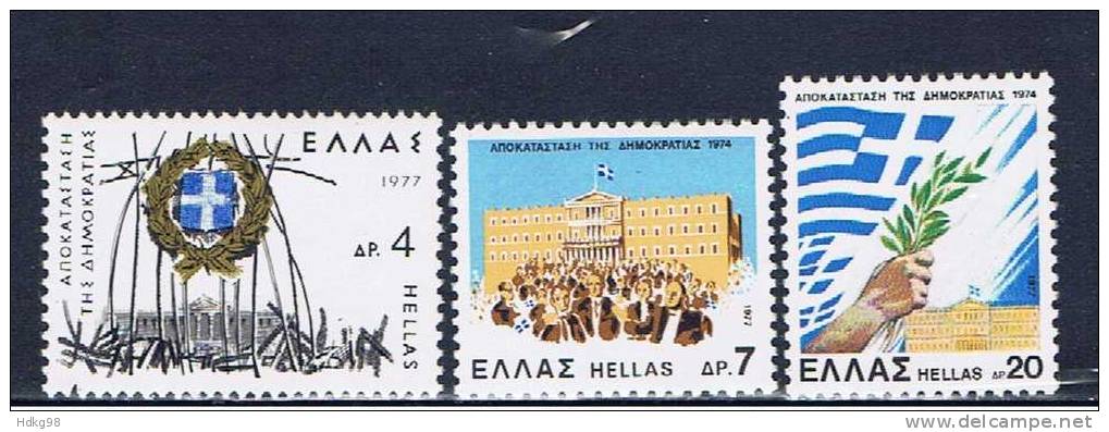 GR Griechenland 1977 Mi 1274-76 Mnh Demokratie - Ungebraucht
