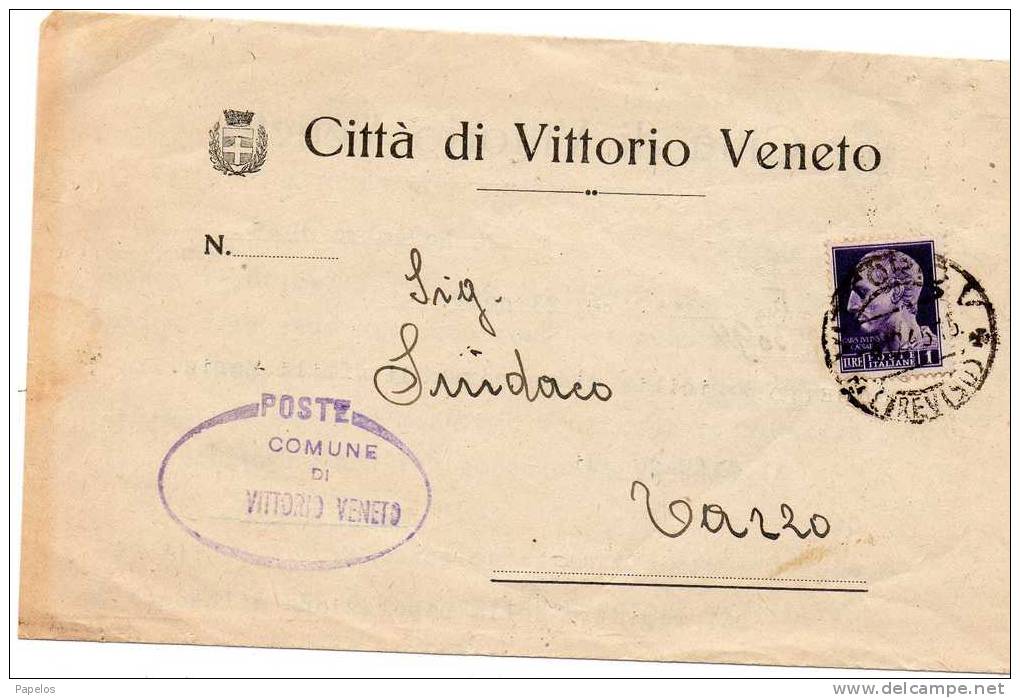 1945 COMUNE DI VITTORIO VENETO  TREVISO - Marcophilia