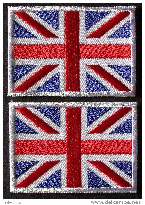 Patchs / Ecussons  2 Drapeaux  4,7 X 6,7   ANGLETERRE  ROYAUME UNI  ENGLAND  UNITED KINGDOM  PORT  OFFERT - Flags