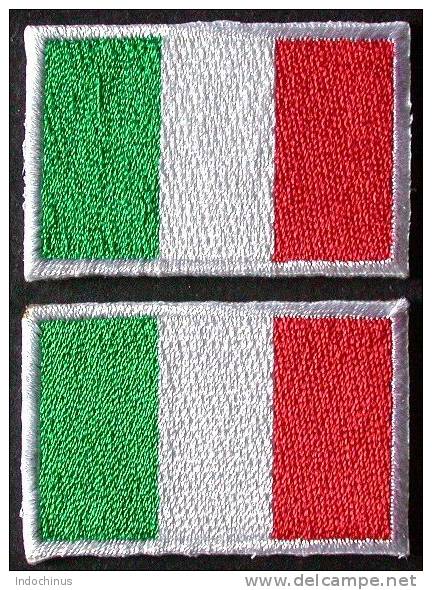 Patchs / Ecussons  2 Drapeaux  3 X 4,4   ITALIE   ITALY   ITALIA   PORT  OFFERT - Drapeaux