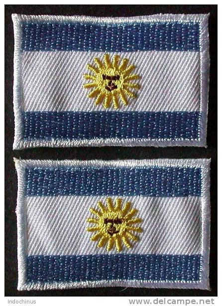 Patchs / Ecussons  2 Drapeaux  3,1 X 4,4   ARGENTINE  ARGENTINA  ARGENTINIEN  PORT  OFFERT - Banderas