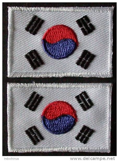Patchs / Ecussons  2 Drapeaux  3 X 4,5   COREE Du SUD  KOREA   COREA   PORT  OFFERT - Flags