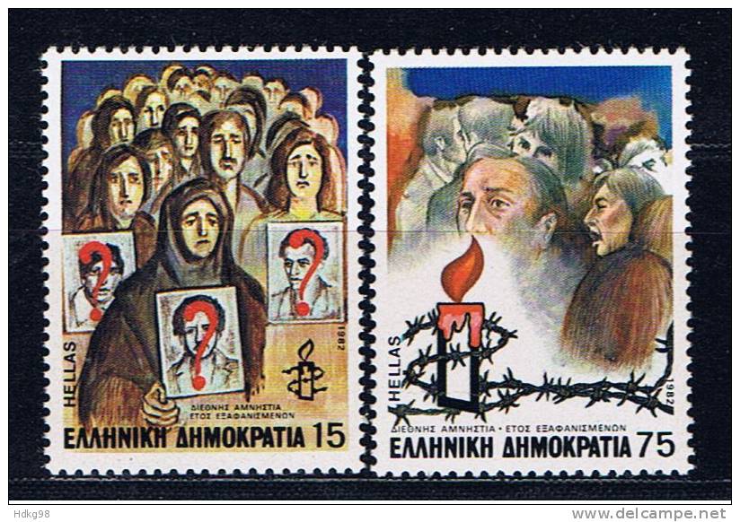 GR Griechenland 1982 Mi 1493-94 Mnh Amnesty International - Unused Stamps