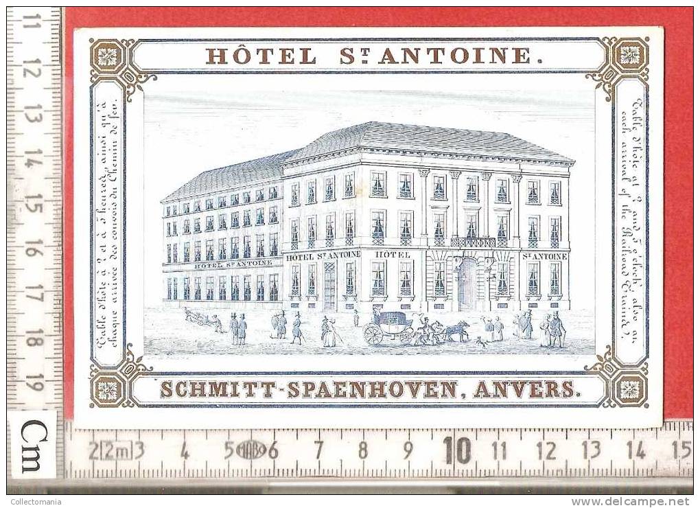 Porseleinkaart  Carte Porcelaine  ANVERS Hotel St Antoine Schmitt Spaenhoven,  Verso List  17 Sights Of Antwerpen - Porcelana