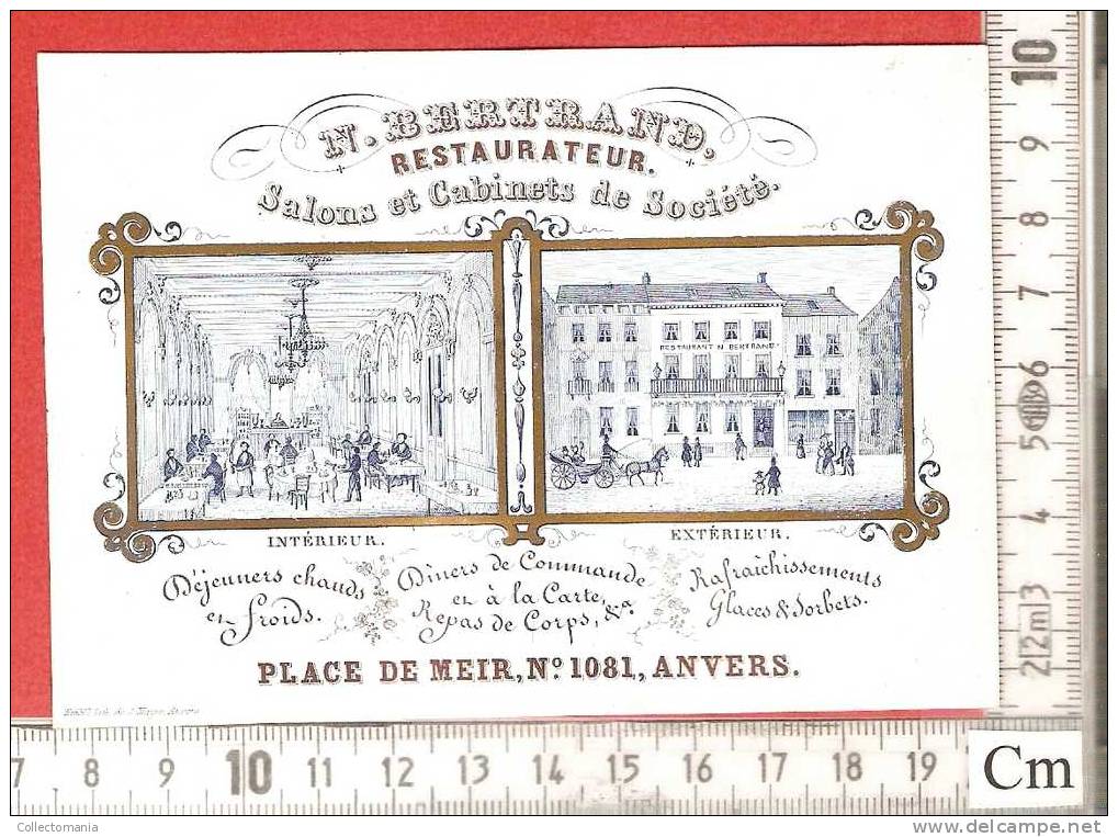 1 Carte Porcelaine ANVERS Bertrand Resaurateur Salons Et Cabinets De Société  Printer : S Mayer - Porcelaine