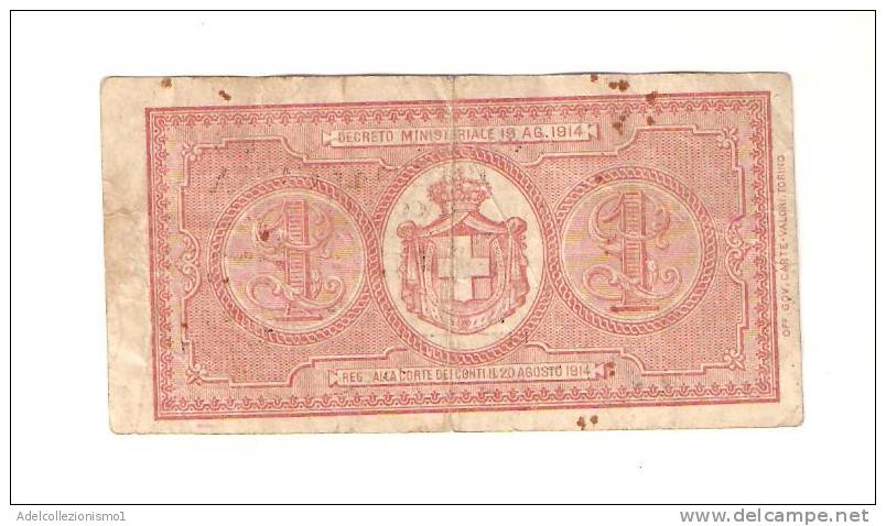 1781)splendida Banconota Da 1£ Vittorio Emanuele III°del 2-9-1914  Vedi Foto - Regno D'Italia – 1 Lira