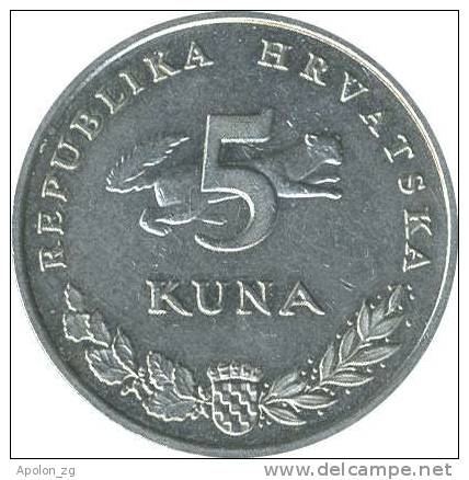CROATIA:   5 Kuna  2001  XF/AU  *HIGH CONDITION COIN * - Kroatië