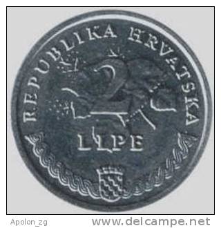 CROATIA:  2 Lipe 1993  UNC  *MINT CONDITION COIN * - Kroatien