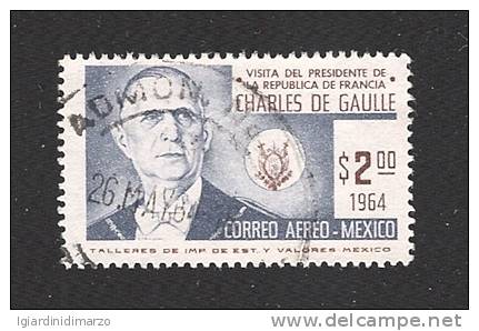 MEXICO -1964: VALORE USATO DA 2 P. Di P.A. - VISITA GENERALE DE GAULLE - IN OTTIME CONDIZIONI. - De Gaulle (General)