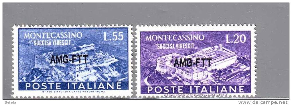 TRIESTE A 1951   ABBAZ. DI MONTECASSINO   MNH**CAT.SASS. N°119/20 SERIE - Neufs