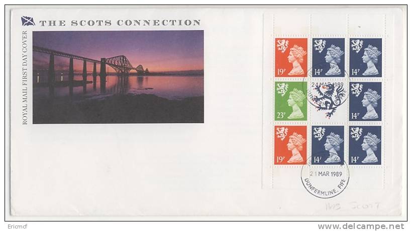 GB 1989 Scots Connection Prestige Booklet Pane FDC - 1981-1990 Em. Décimales