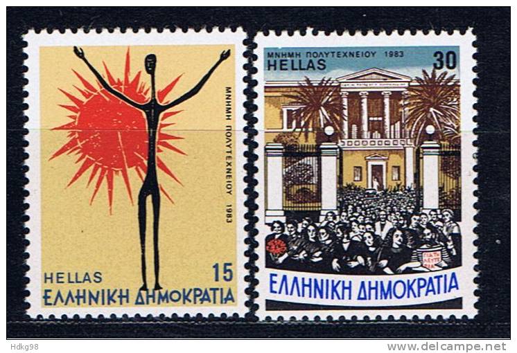 GR Griechenland 1983 Mi 1529-30 Mnh Studentenaufstand 1973 - Neufs