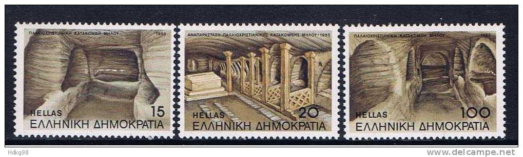 GR Griechenland 1985 Mi 1582-84 Mnh Katakomben Von Milos - Ungebraucht