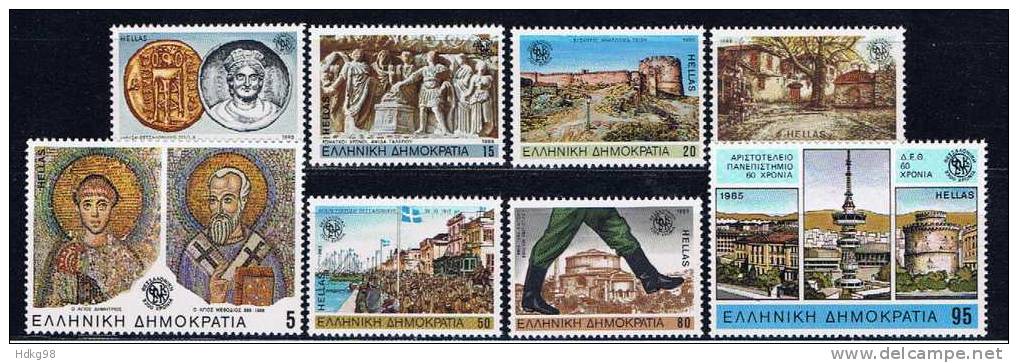 GR Griechenland 1985 Mi 1585-92 Mnh 2300 Jahre Thessaloniki - Ungebraucht