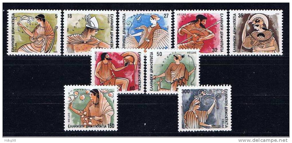 GR Griechenland 1986 Mi 1608-14 16 18A Mnh Götter Des Olymp - Unused Stamps