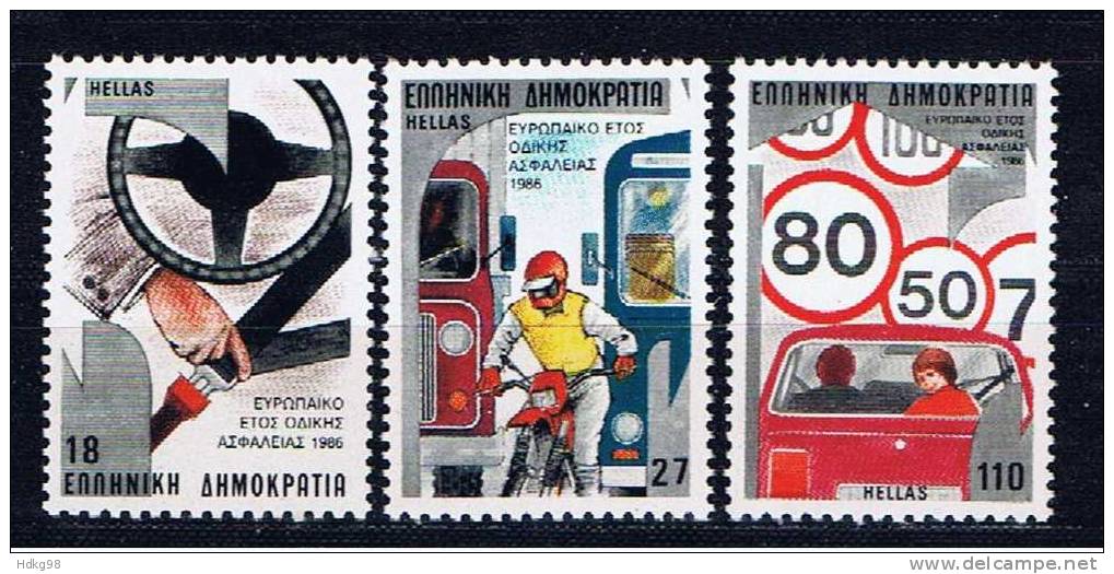 GR Griechenland 1986 Mi 1627-29 Mnh Verkehrssicherheit - Ungebraucht