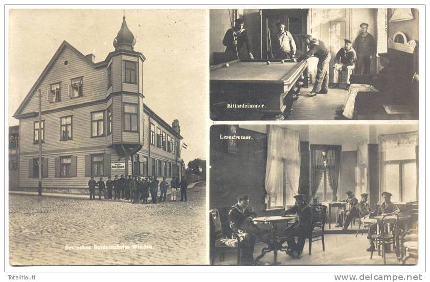 Windau Lettland Deutsche Marine Soldatenheim Marine Feldpost 30.9.1918 Matrosen Billardzimmer Lesestube Ventpils Latvija - Guerre 1914-18