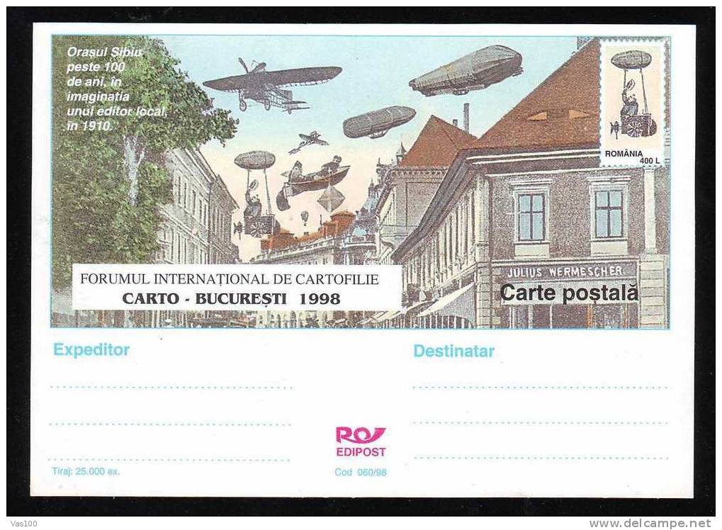 ROMANIA 1998 VERY RARE POST CARD EDITION DE LUXE WITH ZEPPELIN LZ-27 - Zeppeline