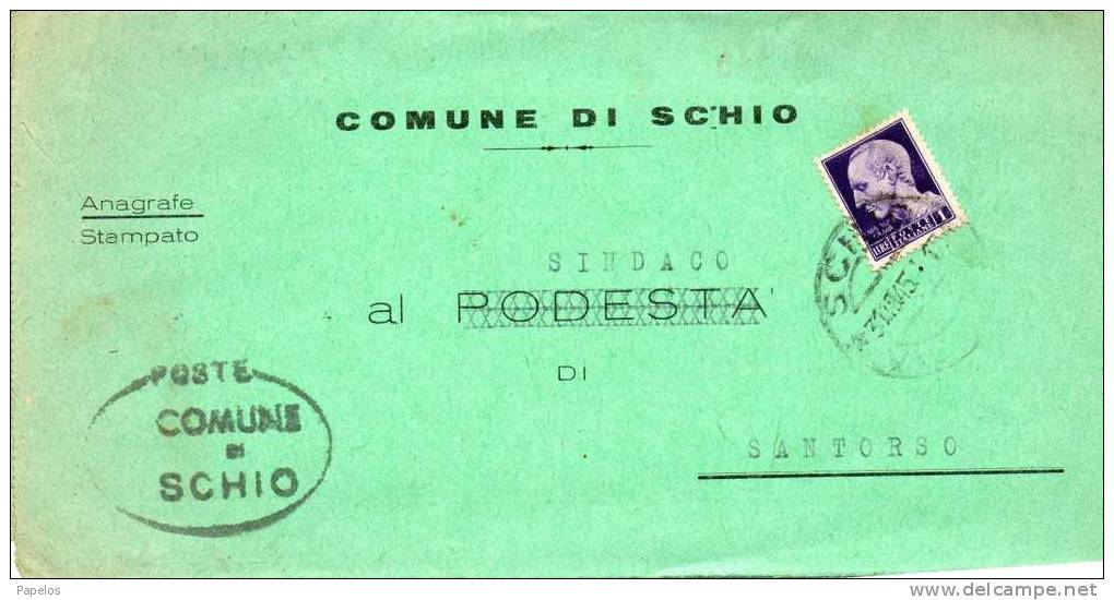 1945 COMUNE DI SCHIO - Marcophilia