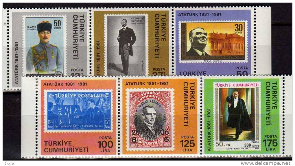 Atatürk 1981 Marke Der Türkei Auf Marken Turkiye 2557/2 Strip Out Block 19 ** 18€ Stamp On The Stamp Se-tenant Bf Türkye - Timbres De Bienfaisance