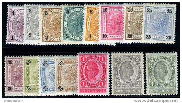 Austria #70-85 Mint Hinged Set From 1899 - Unused Stamps