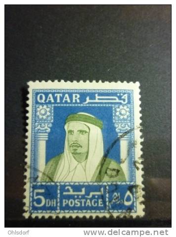 QATAR 1968: Scott 146 / Michel 341 / SG 240, Sheikh Kalifa, 5 DH, O - FREE SHIPPING FOR PURCHASES ABOVE 10 EURO - Qatar