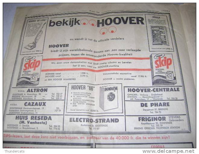 ZELDZAAM GEWORDEN !!  OOSTENDE OSTENDE ** ADVERTENTIEBLAD WEEKBLAD TIPS 1966 !! ZEER MOOIE RECLAME VAN OOSTENDE BREDENE - Andere & Zonder Classificatie