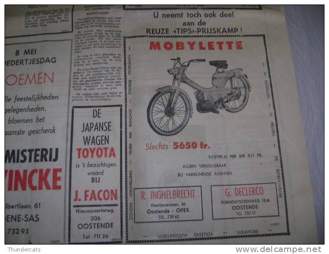 ZELDZAAM GEWORDEN !!  OOSTENDE OSTENDE ** ADVERTENTIEBLAD WEEKBLAD TIPS 1966 !! ZEER MOOIE RECLAME VAN OOSTENDE BREDENE