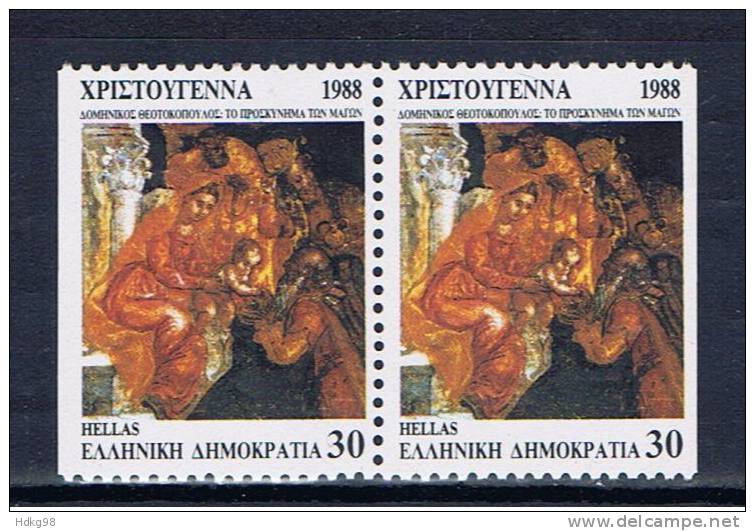 GR Griechenland 1988 Mi 1713-14A 1713-14CD Mnh Weihnachten (Paare) - Neufs