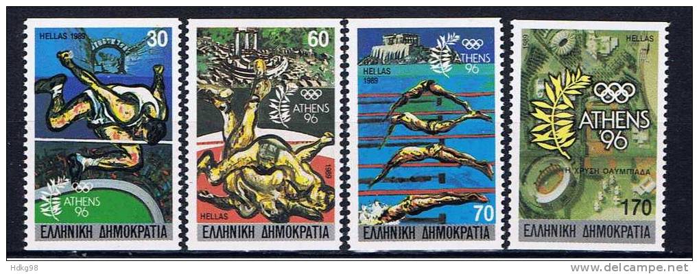 GR Griechenland 1989 Mi 1717-20C Mnh Bewerbung Athens Für Olympische Spiele 1996 - Unused Stamps