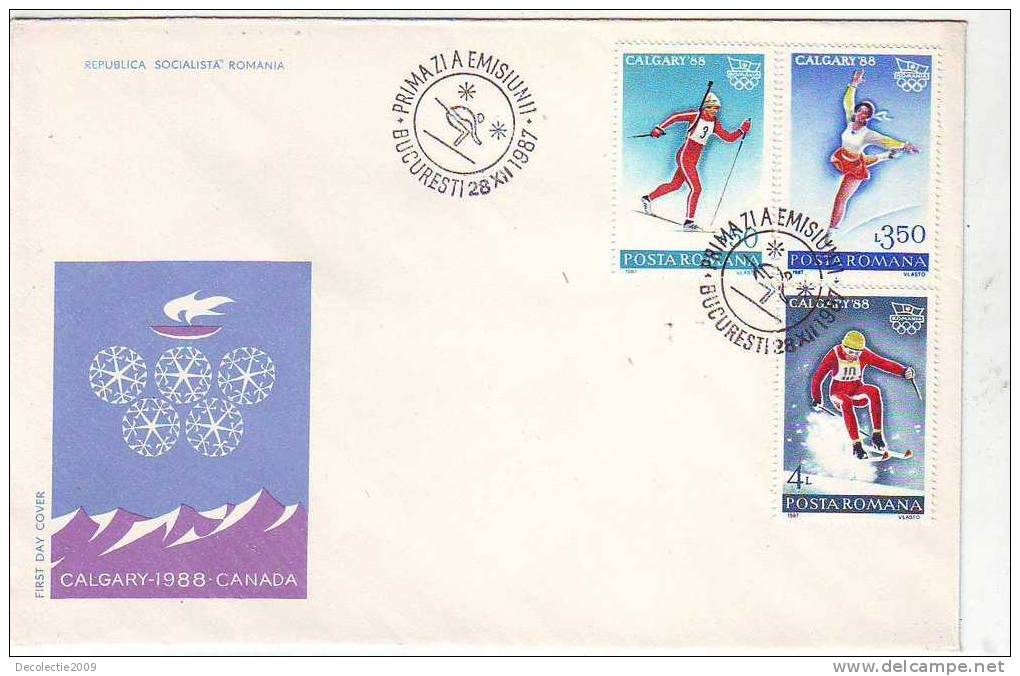 M1110-1-2 Romania FDC Sport Winter Olympics In Calgary 1988 3 Nice Covers Set Perfect Shape - Pattinaggio Artistico