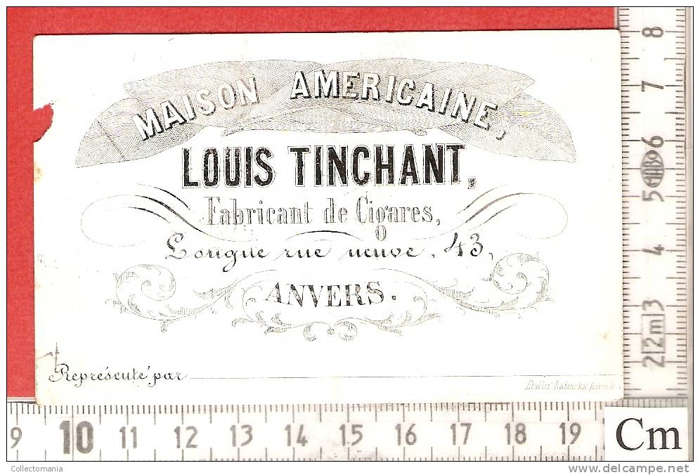 Porseleinkaart ANVERS Louis TINCHANT , Fabricant De Sigares , Maison Americaine , Longue Rue Neuve 43  Antwerpen - Porcelaine