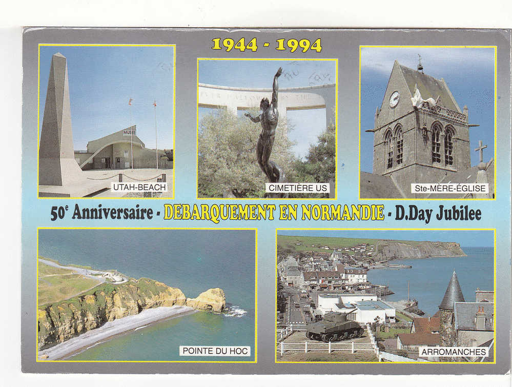 Circuit Des Plages Du Débarquement En Normandie  -  5 Vues :  Utach Beach, Cimetière US, Ste Mère Eglise, Pte Du Hoc.... - Guerre 1939-45