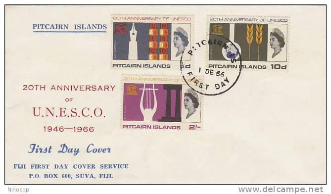 Pitcairn Islands-1966 20th Anniversary UNESCO  FDC - Islas De Pitcairn