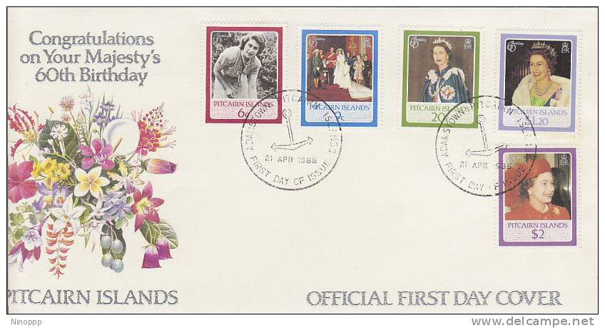 Pitcairn Islands-1986 Queen Elizabeth II 60th Birthday   FDC - Pitcairninsel