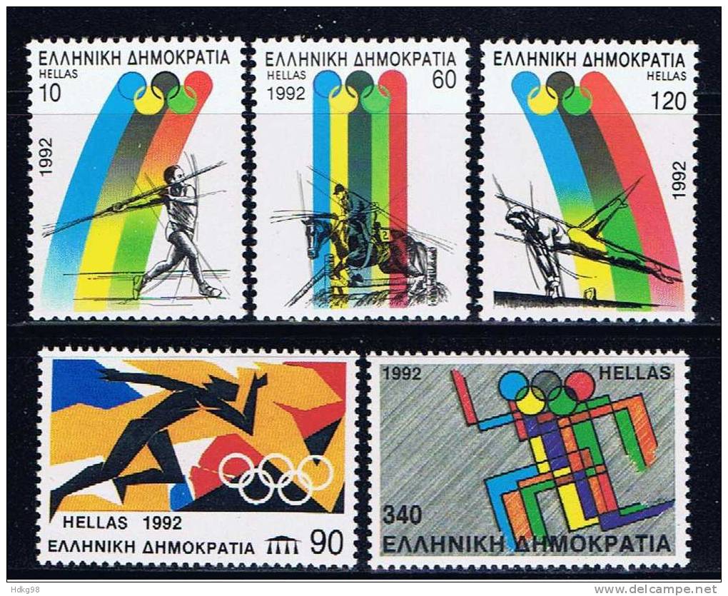 GR Griechenland 1992 Mi 1792-96 Mnh Olympische Sommerspiele - Nuevos