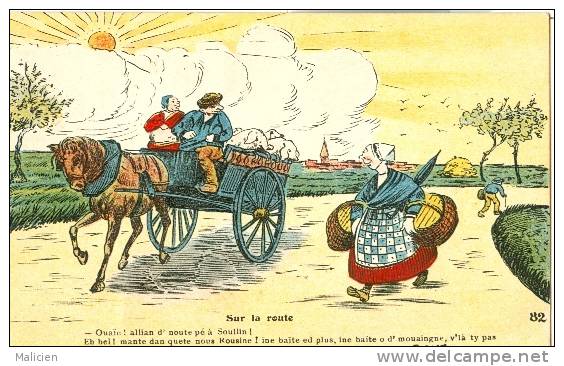 A La Campagne - Folklore- Humour - Ref 82- Patois - Sur La Route - Carte Bon Etat - - Humour