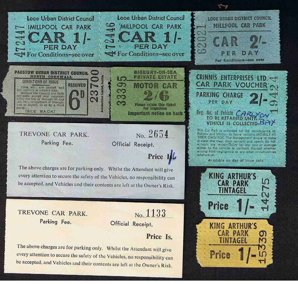 RB 558 -  Large Quantity Of  Pre 1971 GB Car Park & Tramway Tickets - Cornwall - Devon - Crich - Tickets - Vouchers