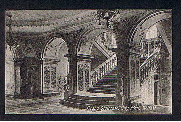 RB 558 -  Early Postcard Grand Staircase City Hall  Belfast - Northern Ireland - Antrim
